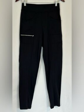 NWT HALARA Women Medium Black High Waisted Pocket Zipper Ponte Slim Pants